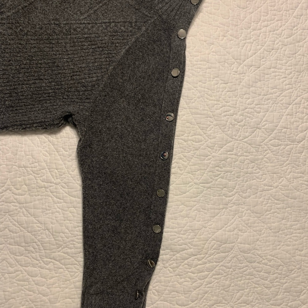 Talbots Gray Turtleneck Sweater with Beautiful Button detail - Picture 2 of 5